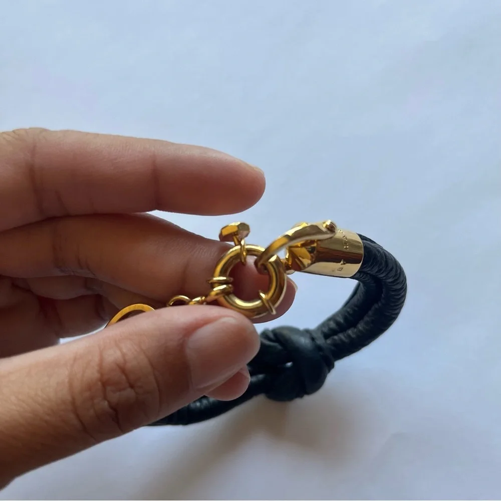 Marc by Marc Jacobs Black Leather Knot Bracelet